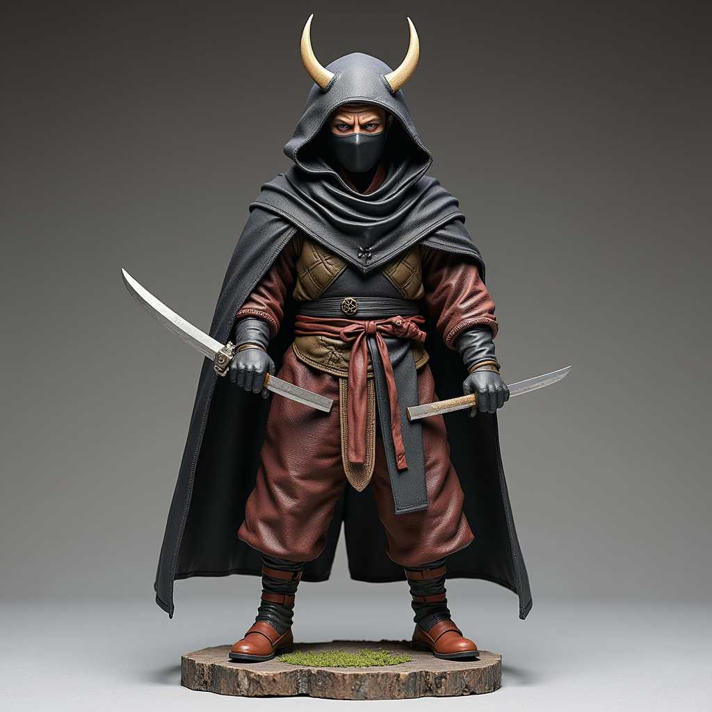  PVC gigot detailed figurine of VincentD disguised as ninja , on platform