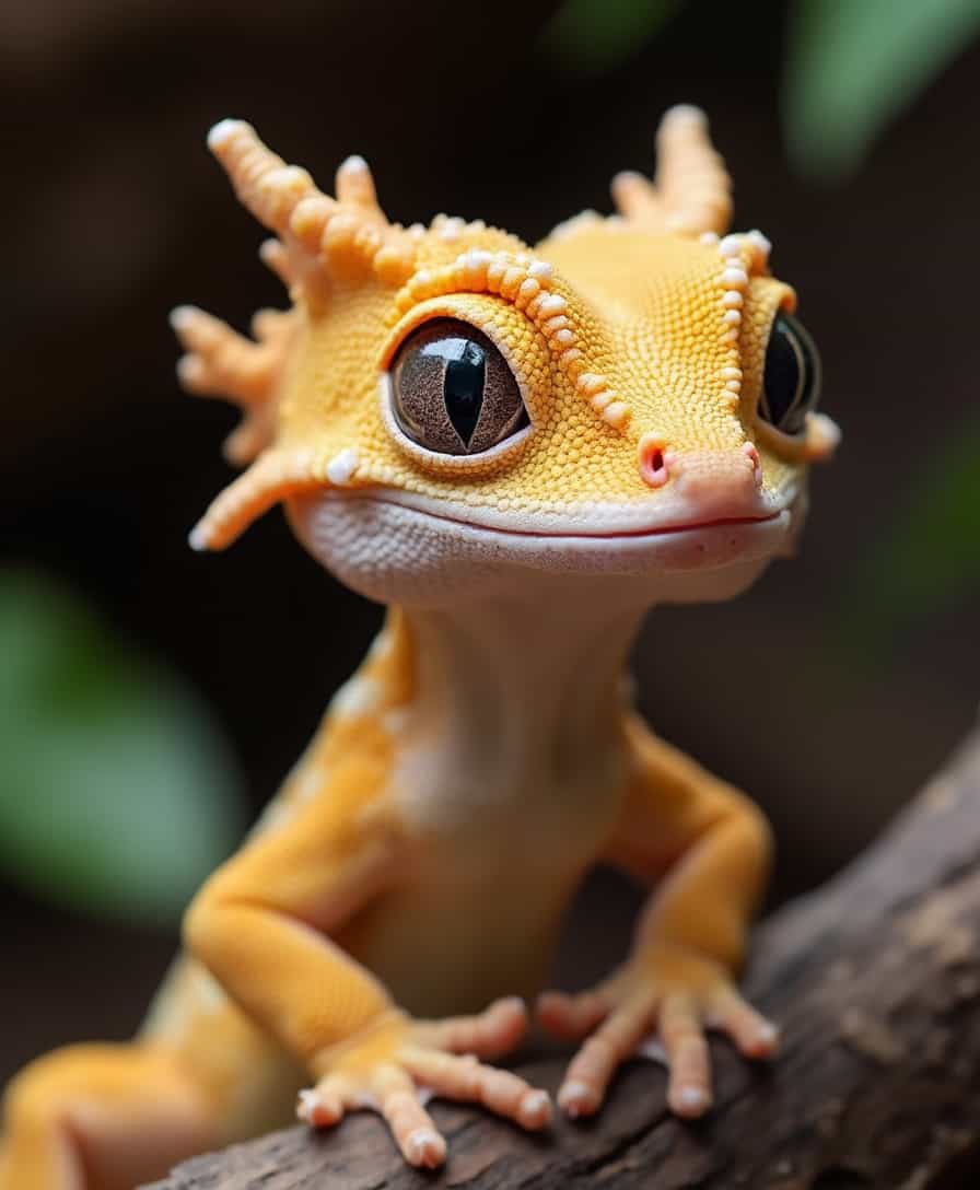 crested gecko axanthic morph, full body, perfect eyes, extremely detailed, highest quality, 