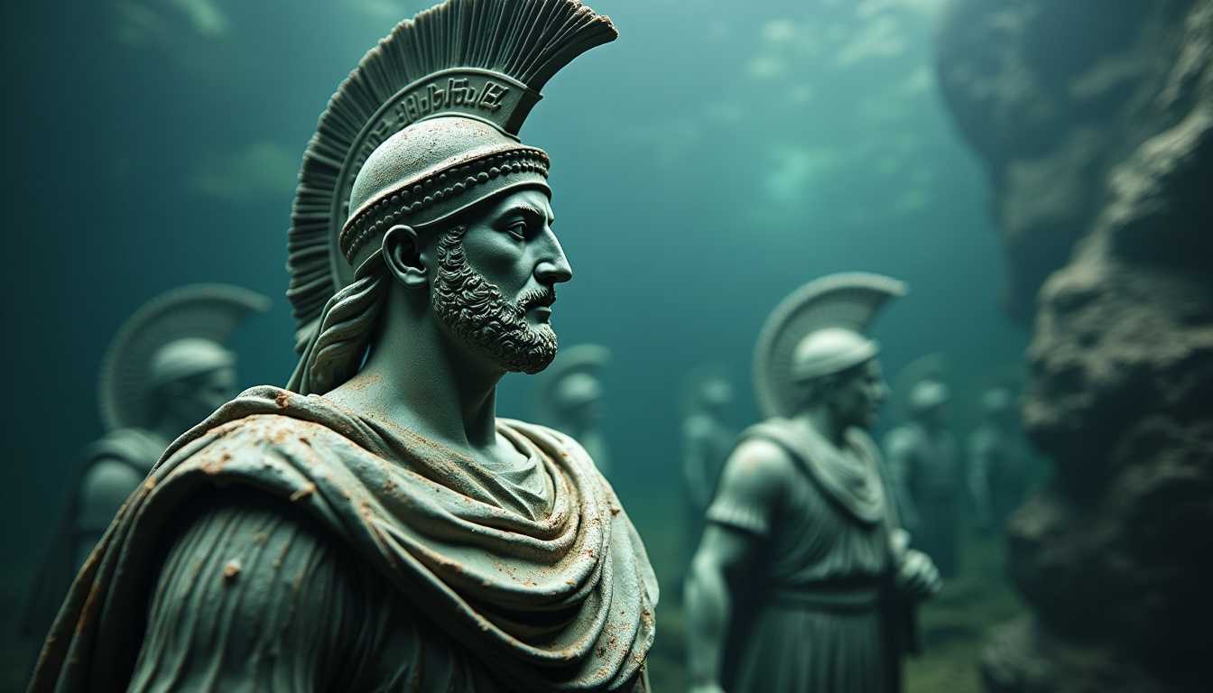 Ancient Warriors Statue Emerging from the Abyss