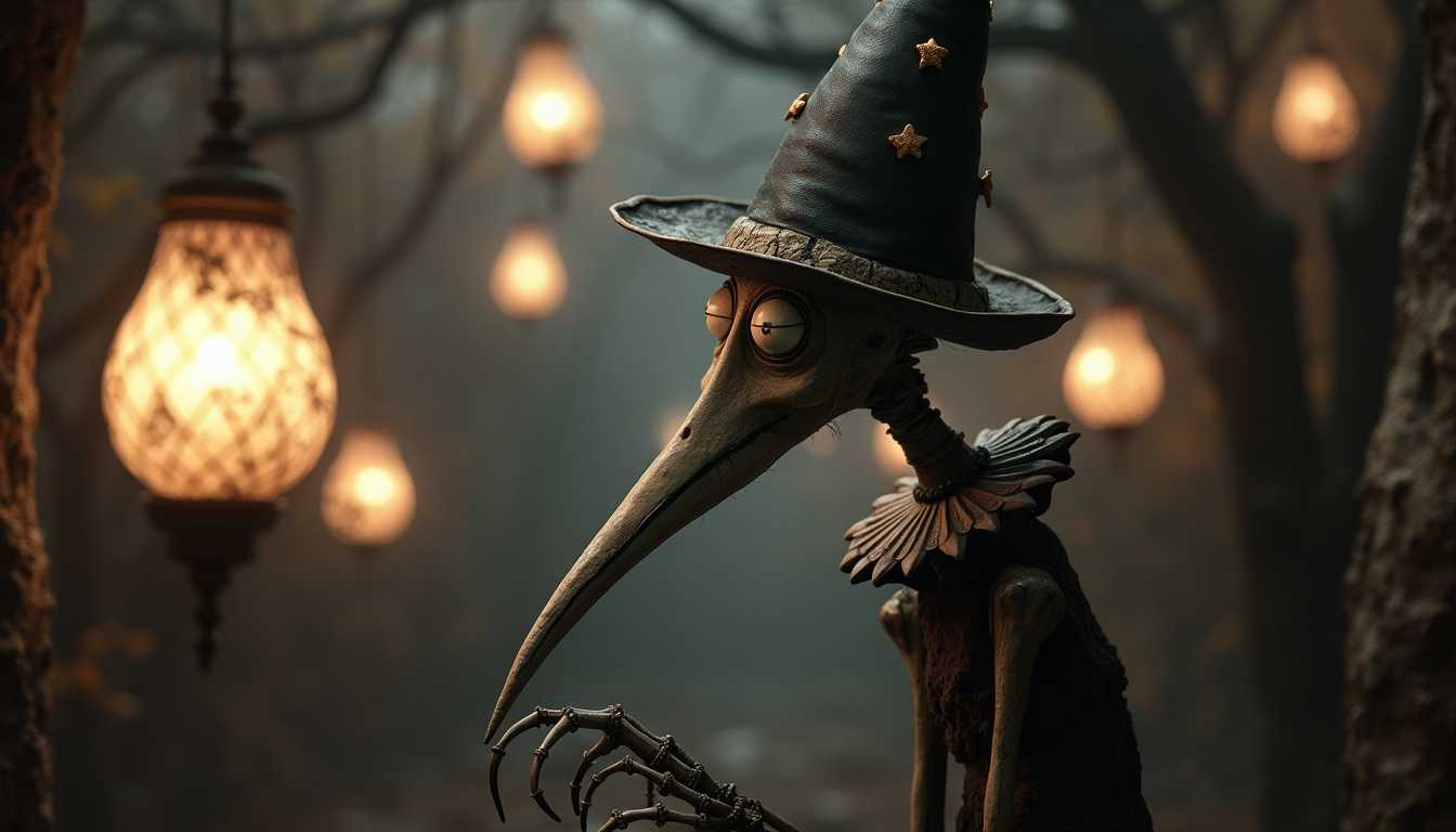 Enigmatic Plague Doctor in a Mystical Forest at Twilight