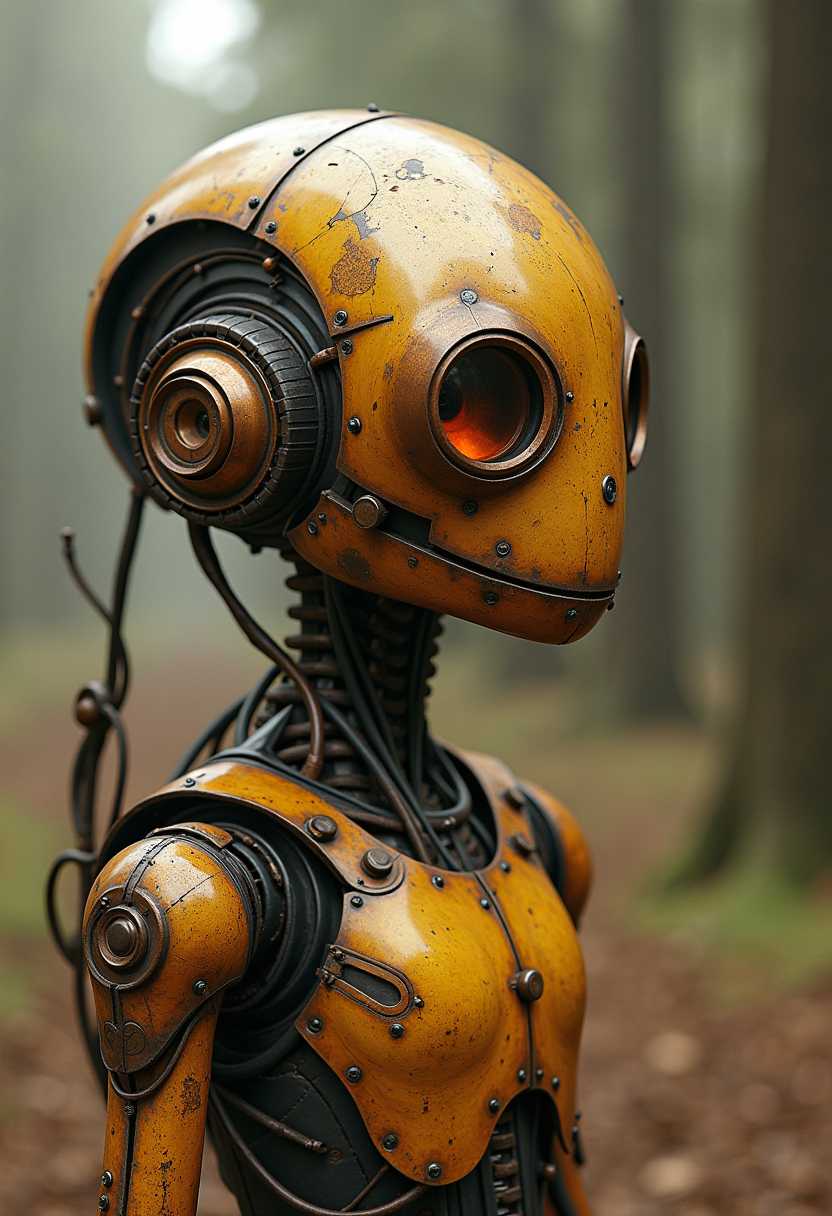 Et steampunk ur, looking at viewer