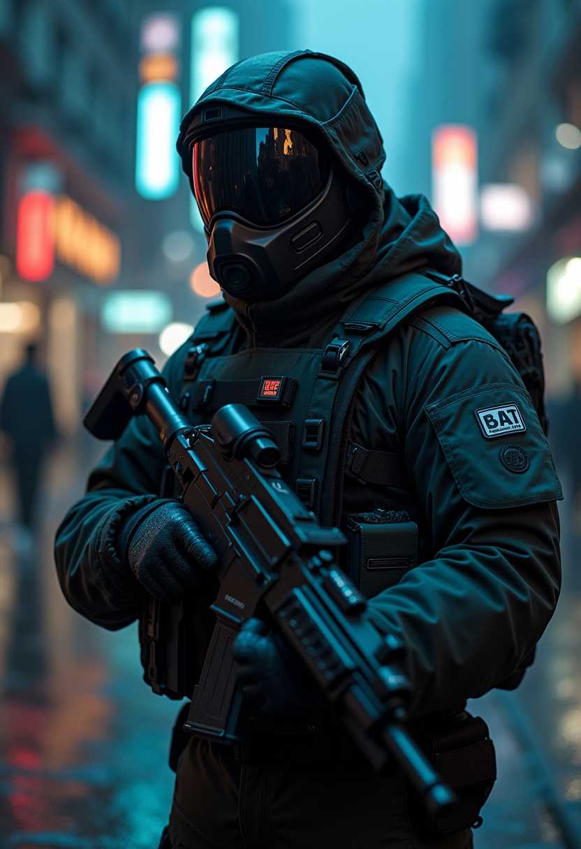 a photo of TECH, a man soldier,  high-tech style, photographic,