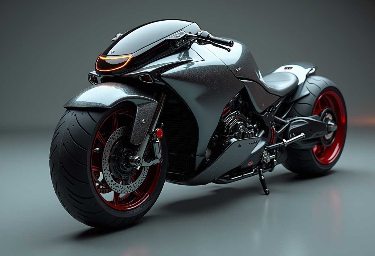a photo of TECH, a bike style spaceship, high-tech style

