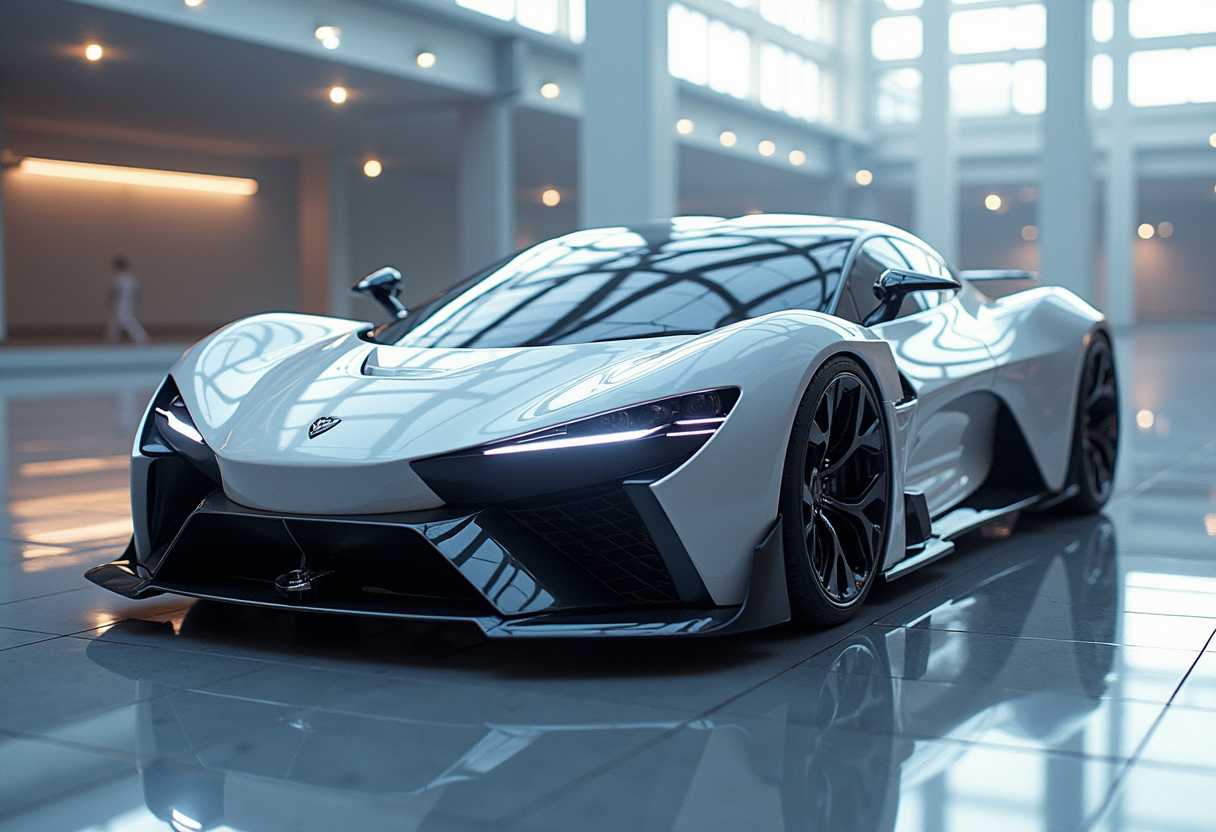 UltraModern White Supercar with Aggressive Design