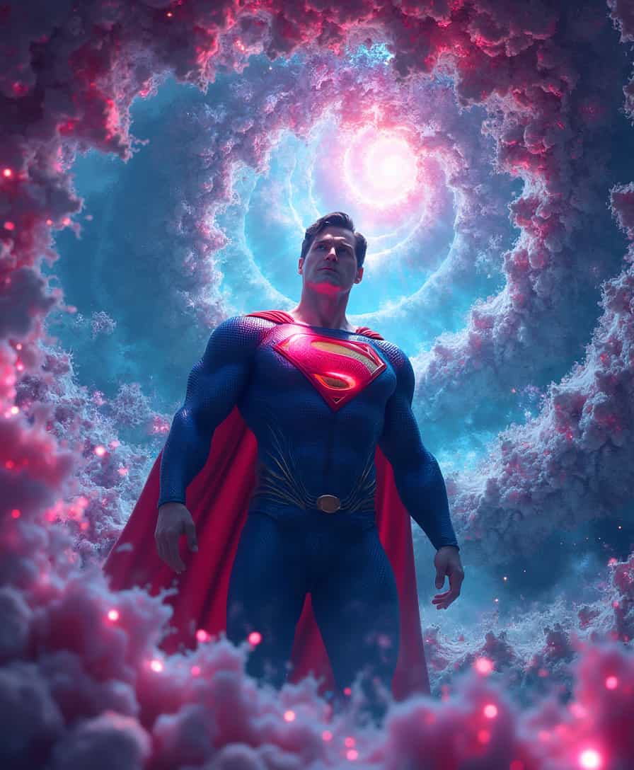 Supreme Superman Standing at the Gateway to Another Dimension