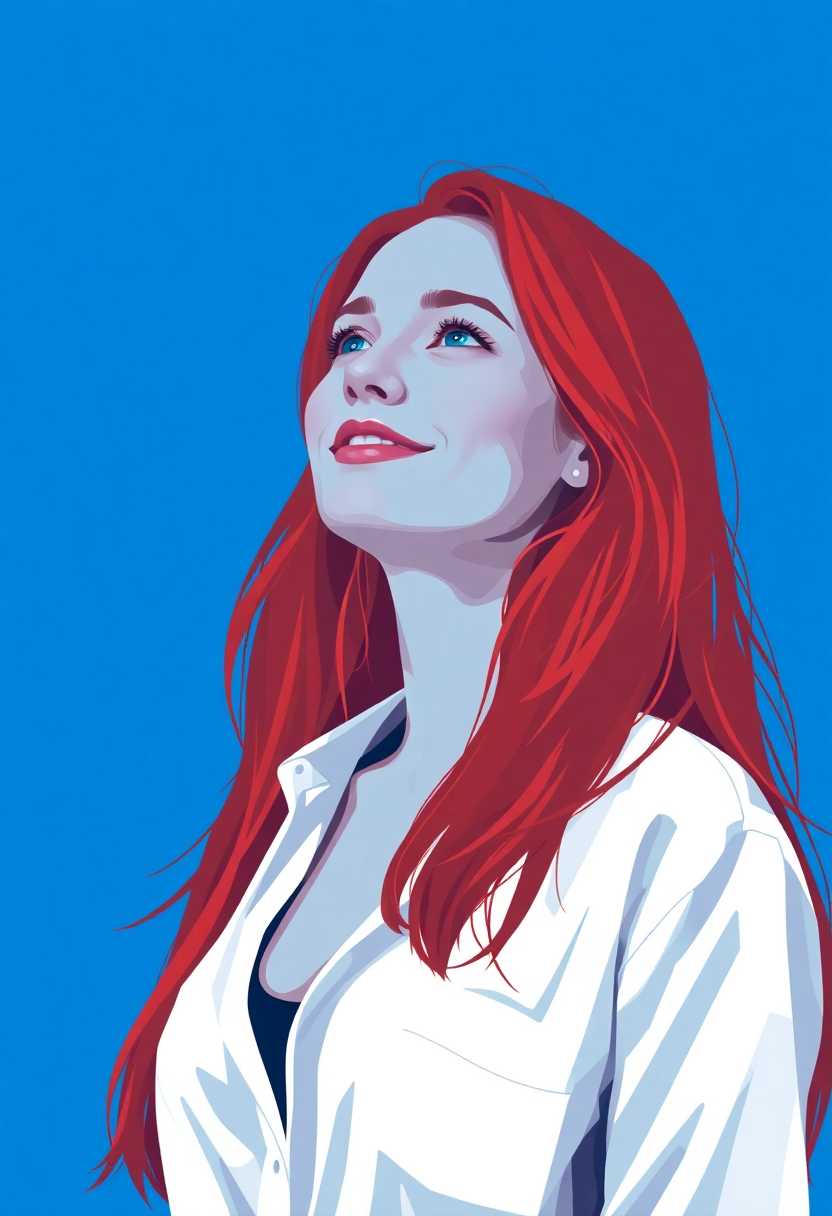 Vibrant Redhead in a White Shirt