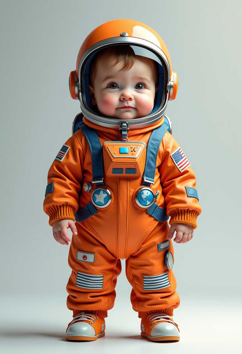 Cute Toddler Dressed as an Astronaut with a Bright Future in Space Exploration