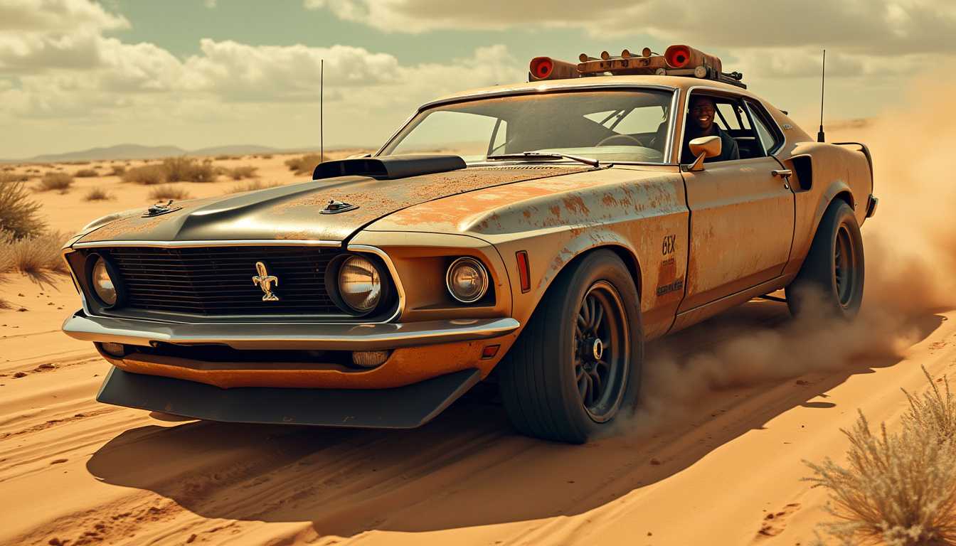 Rugged Mustang Charges Through the Desert