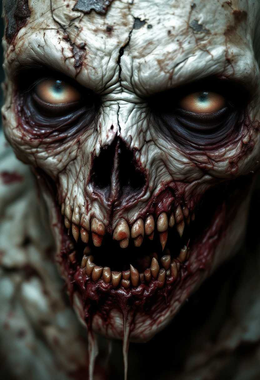 Intense and Terrifying Closeup of a Monsters Face