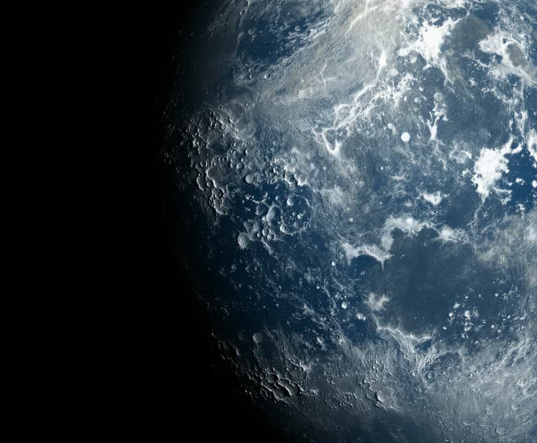 Highresolution view of Earth from space with a focus on the moons surface