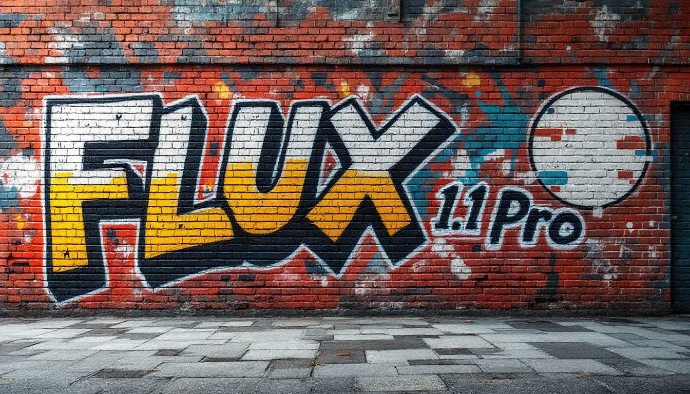 Vibrant Graffiti of FLUX 11 Pro on a Brick Wall