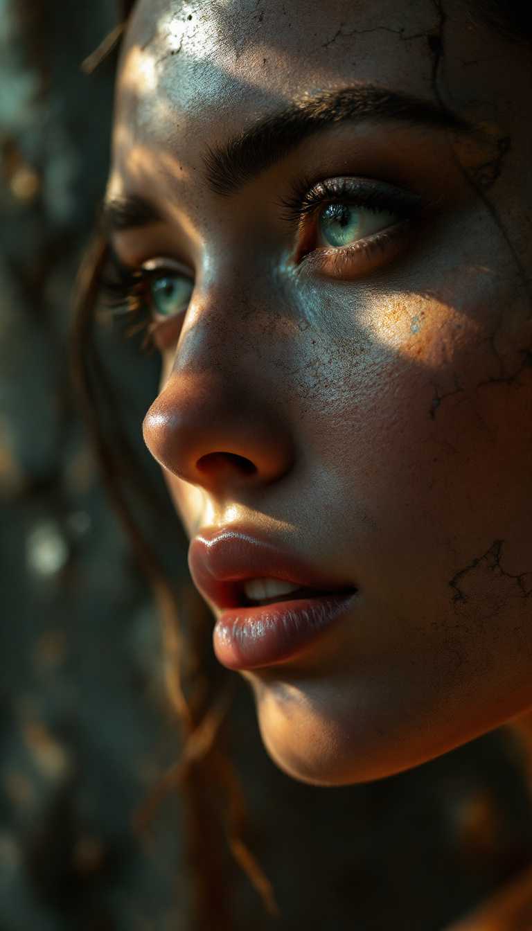 Intense Gaze A Closeup Portrait of a Woman with Mesmerizing Eyes