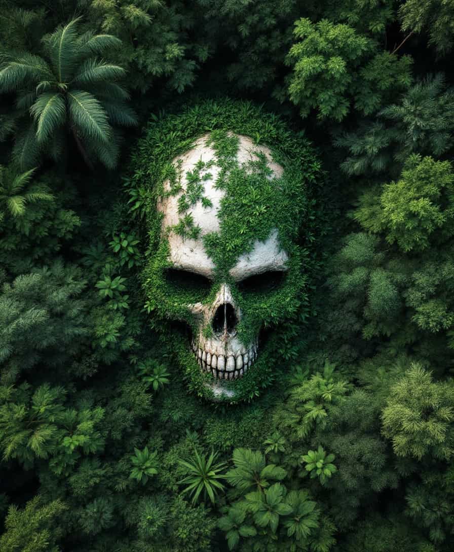 Emerald Enigma A Skulls Silent Vigil in the Heart of the Forest