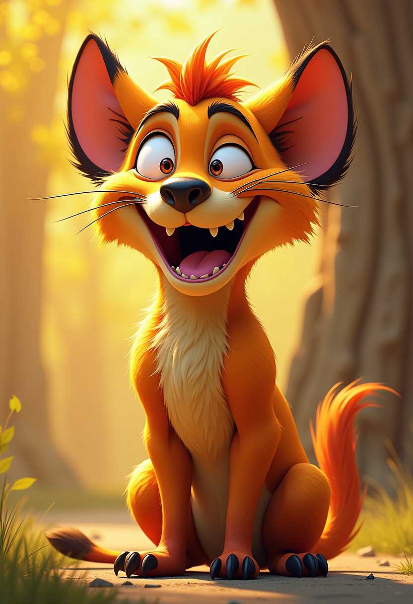 Joyful Jungle Fox Digital Art Illustration