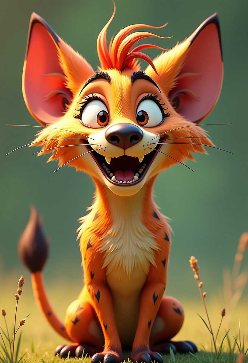 Joyful and Vivacious A 3D Rendered Portrait of a Colorful Animal Character