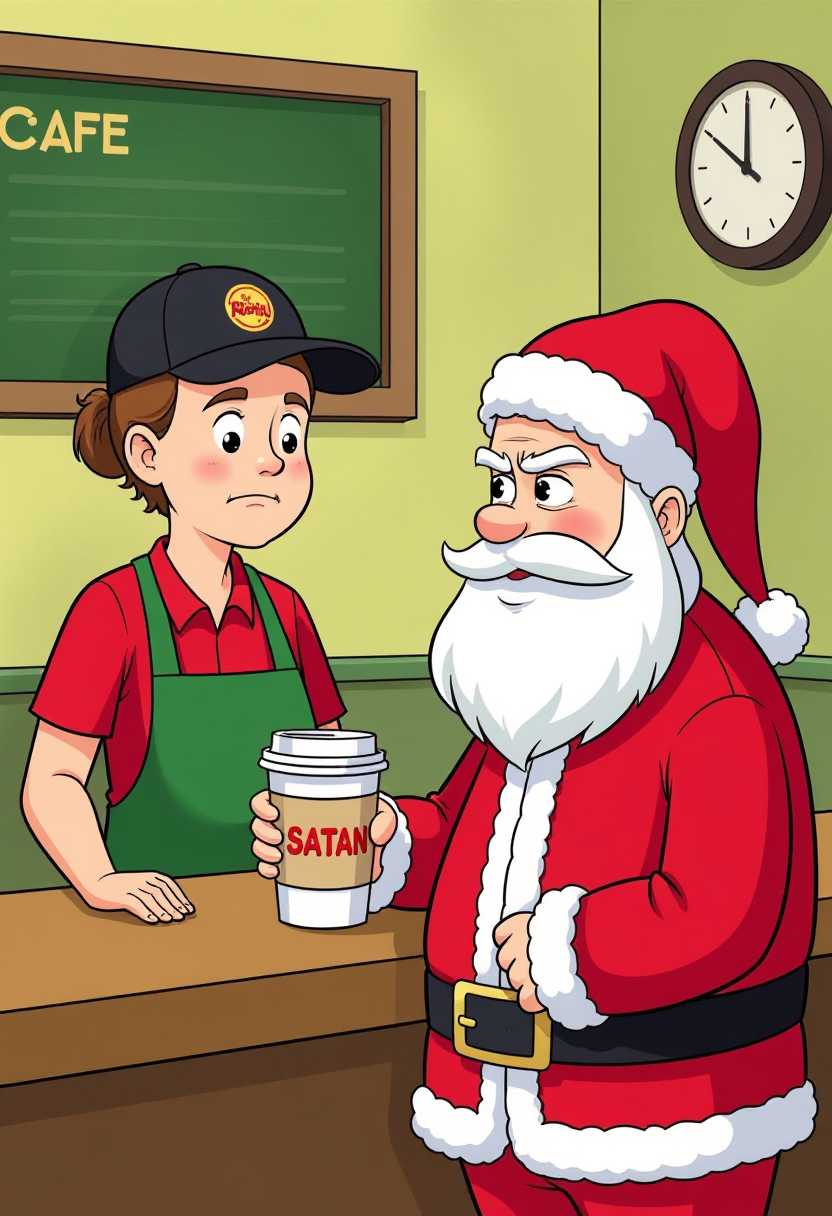 Santa Claus Ordered a Coffee with an Unexpected Name at a Cafe