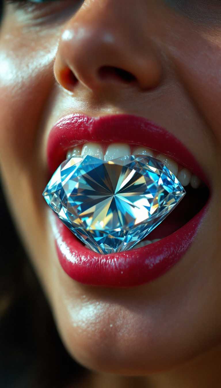 Platinum Lips and Sparkling Diamond Luxurious Elegance