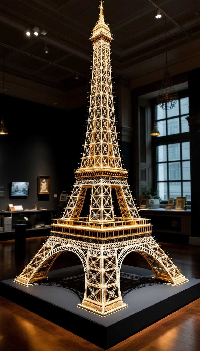 Eiffel Tower in Paris only build out of matches in a museum 
