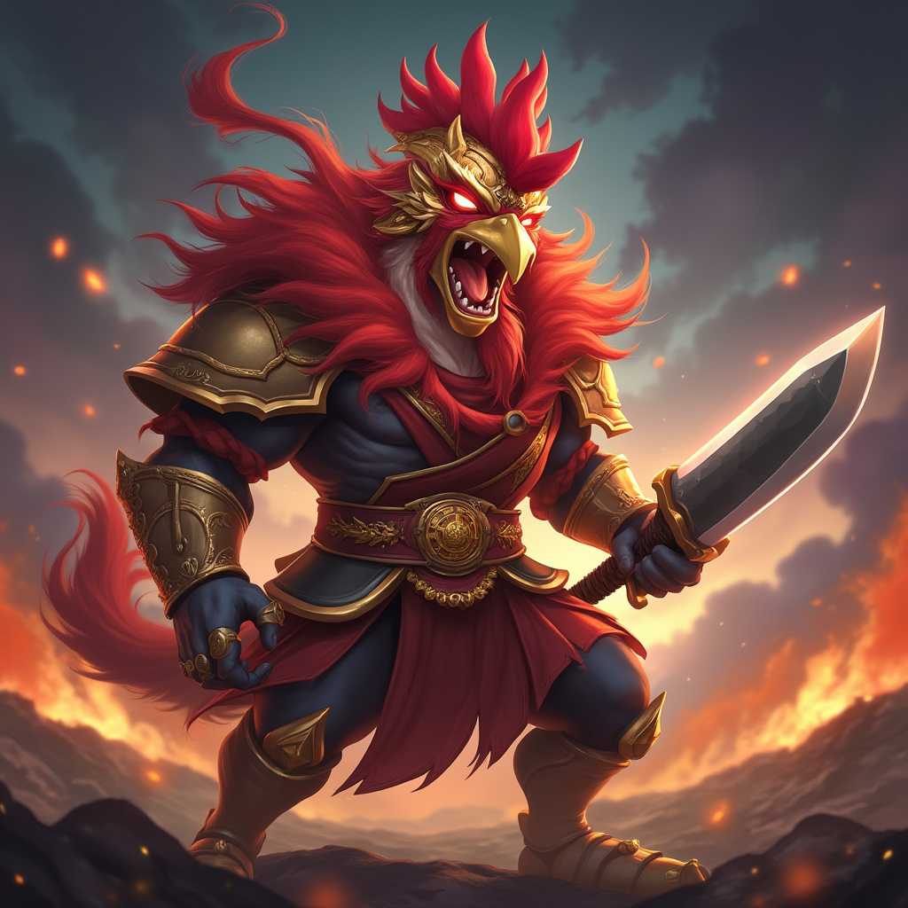 Raging Rooster Warrior A Feathered Fury in Battle Armor
