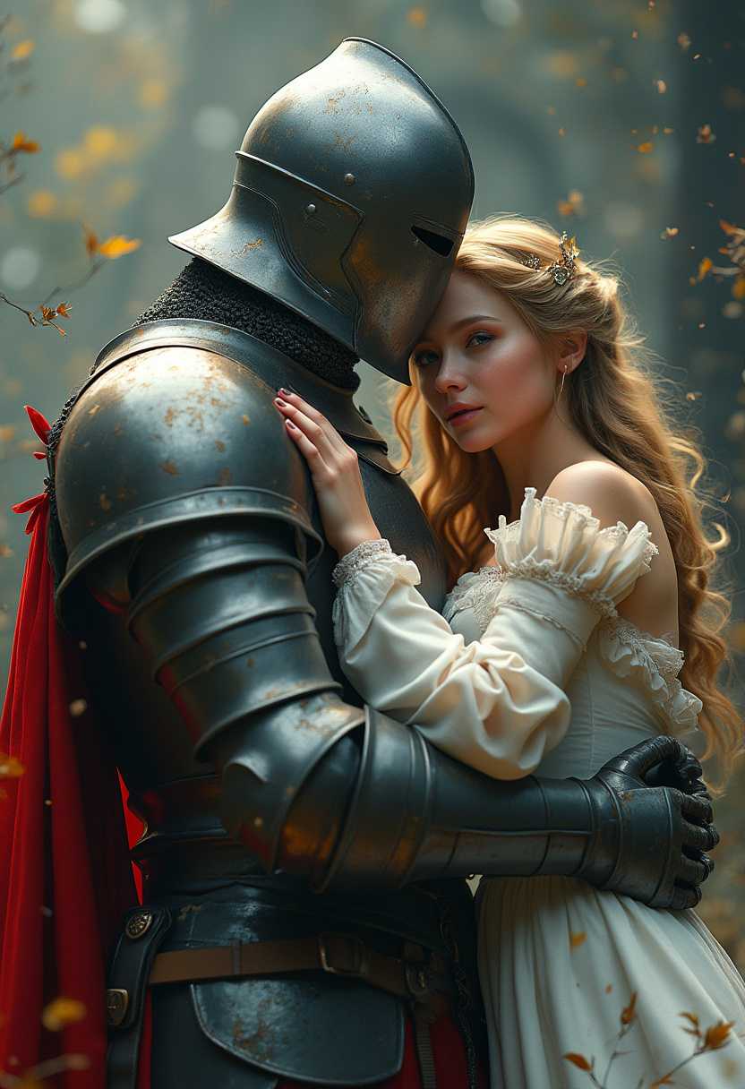 A knight in full armor with helmet carries a pretty princess in his arms. 5 meters middle range camera.
Create a visually stunning 8K resolution 3D, cinematic render, ultra realistic. Dark fantasy. Grim atmosphere. The overall composition should be highly detailed and breathtaking. Highly detailed masterpiece, abstract art, dramatic and beautiful.
oil painting, and abstract background.
3d render, photo, cinematic, Photo realistic, Photographic, Ultra Realistic, HD.
A haunting and heroic design
atmosphere and Creates a captivating, dark fantasy, portrait photography, vibrant, detailed, graphic design. The image has a textured, brushstroke-like appearance.
Overexposure Photorealistic high angle shot of a full body.
zentangle pointillism watercolor, intimidating and imposing, dynamic pose, studio light, diffuse light, Sgraffito, soft pastel touch, overexposure oil painting on canvas style, impressionist, sfumato, chiaroscuro, sanpaku eyes, Grisaille
Monochrome underpainting, fauvism, expressionistic portrait of a Japanese animation still, insanely intricate details, extremely sharp focus, whimsical surrealistic dreamscape collage, maximalism, Rembrandt lighting, unique artistic composition, terragen, phi ratio, Fabonacci, Siloative classical