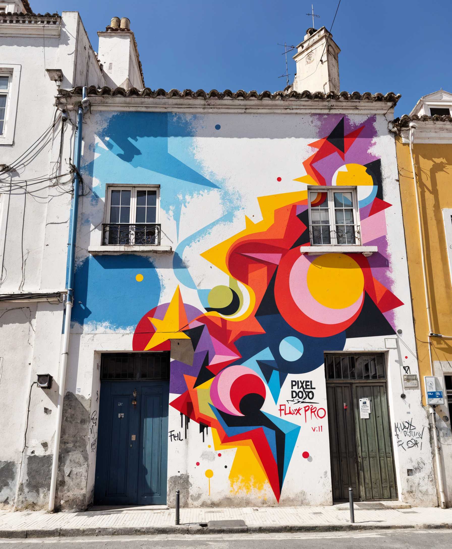 AI-generated image: masterpiece, best quality, highres, sharp image, more detail, a building in the old part of lisbon w