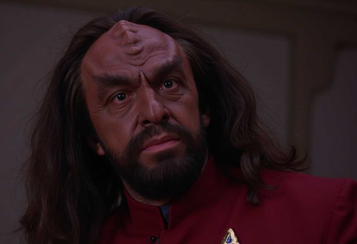 VincentD as klingon officer with ridged forehead and long hair, VincentD, captain of a klingon startship
