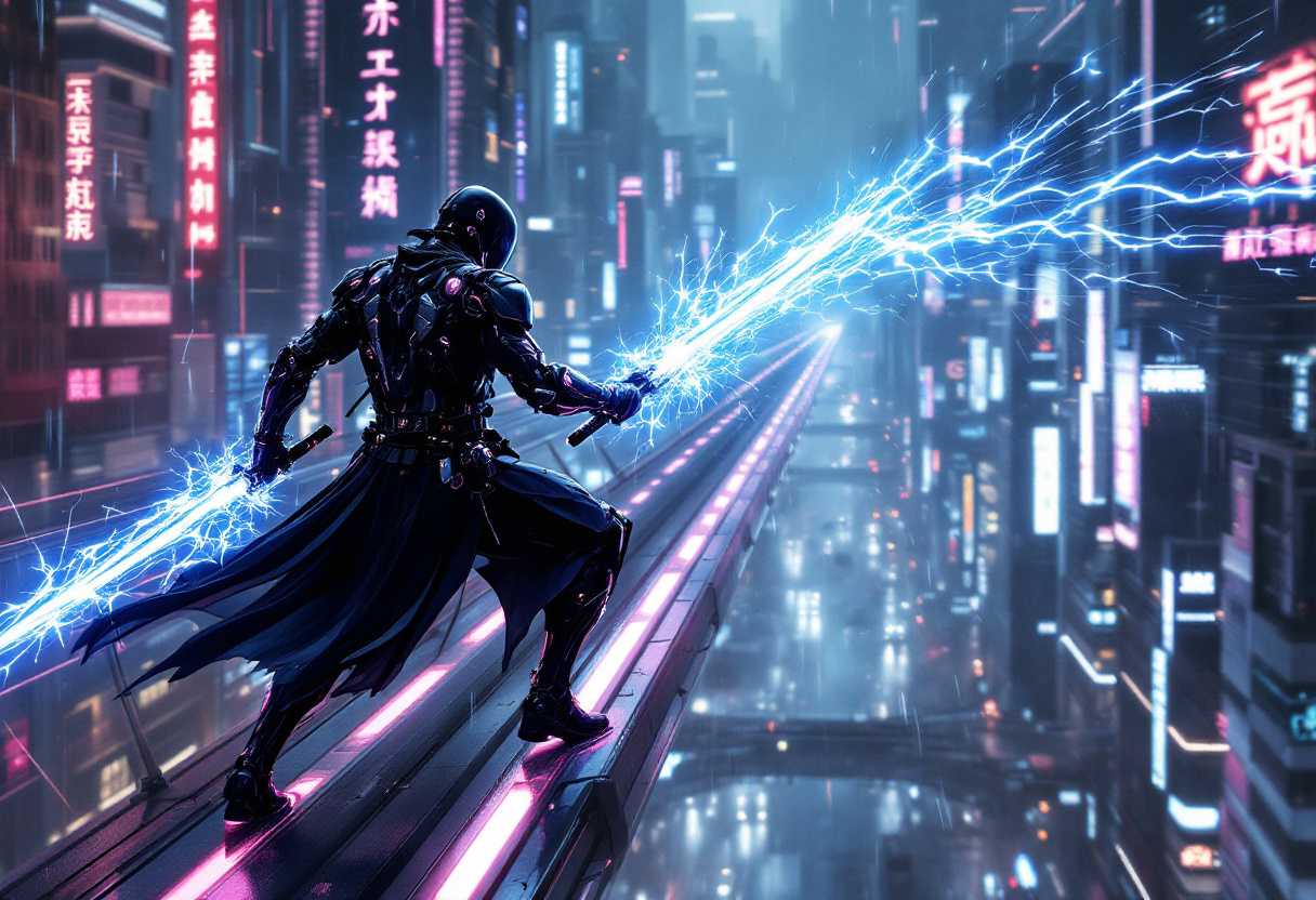 Cyber Samurai in Neon City