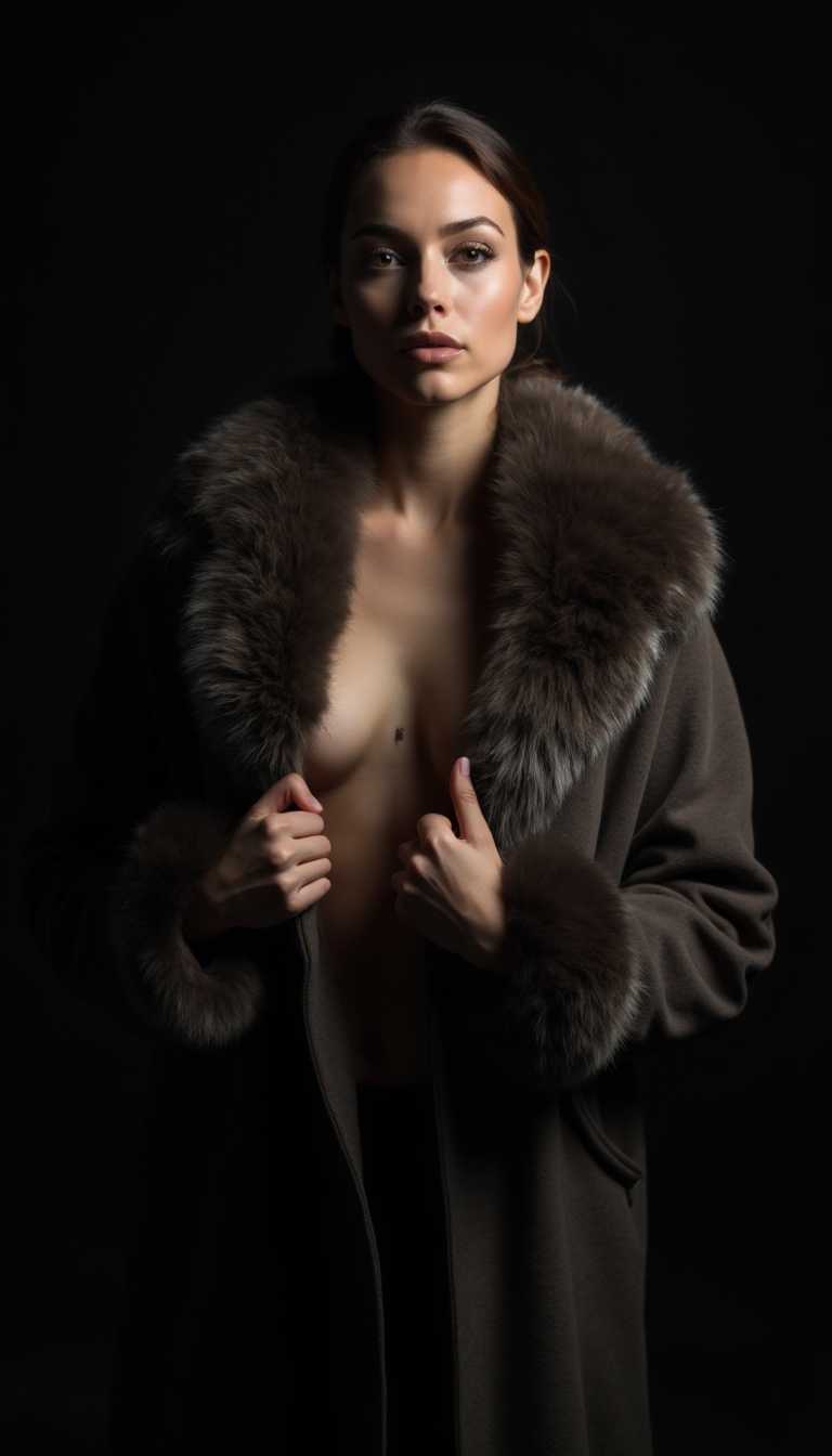 Elegant and Sophisticated Fashion Portrait of a Woman in a Luxurious Fur Coat