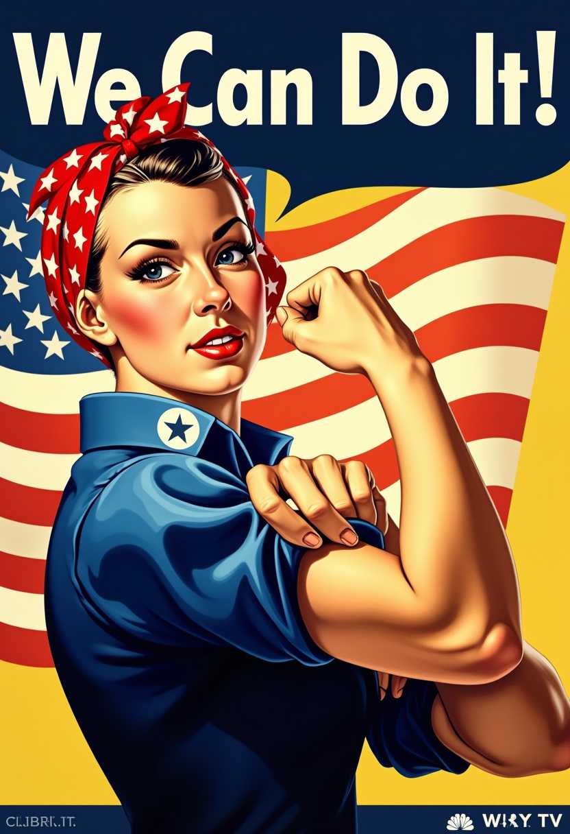 VintageInspired We Can Do It Poster Featuring a Powerful Woman