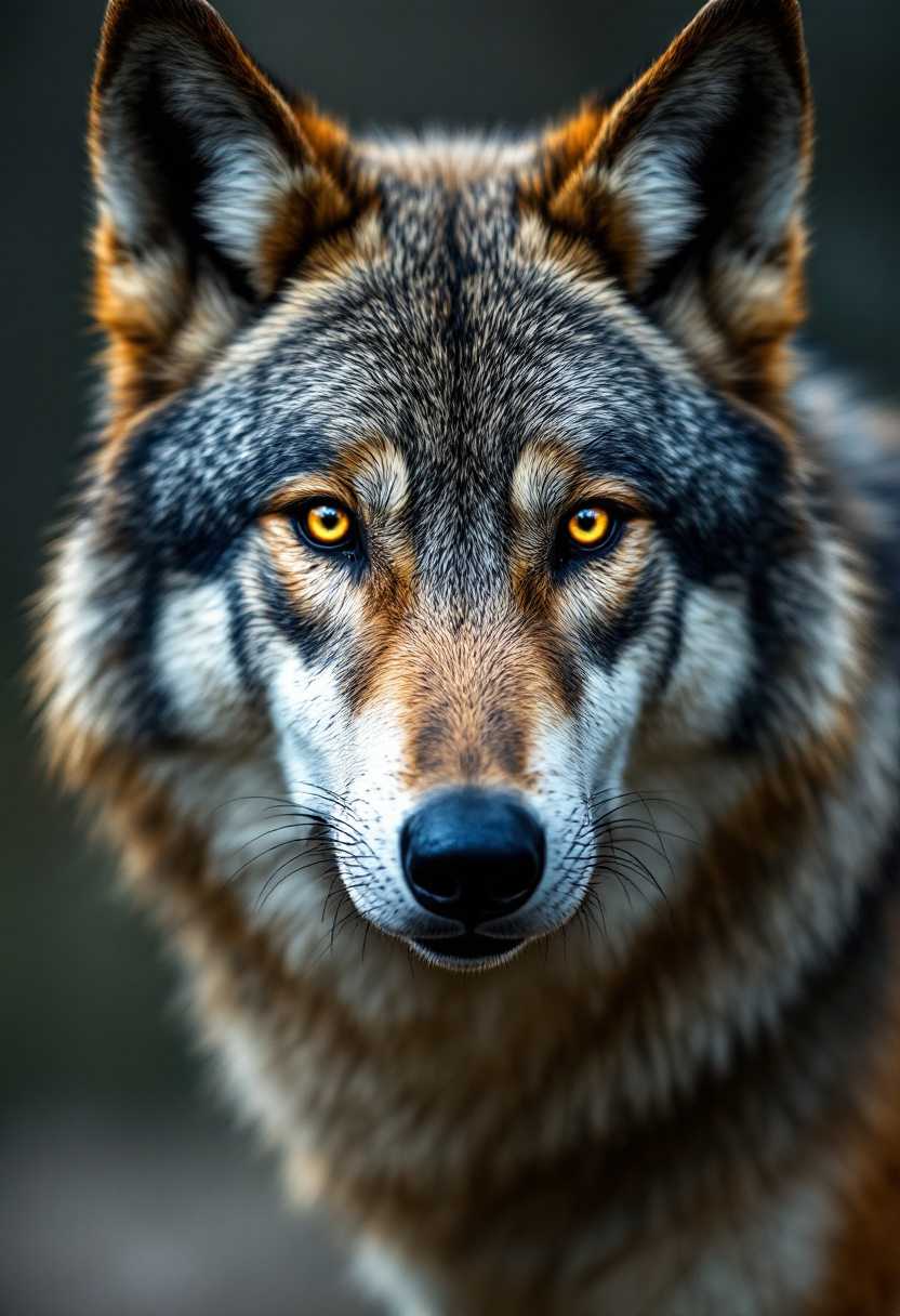[ wolf] by Melanie Schauer Hyper, proud, ultra sharp, hyper-realistic, looking at camera