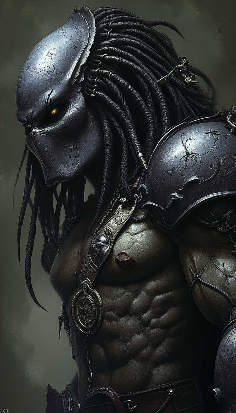 Dark and Muscular Predator Alien Character Artwork