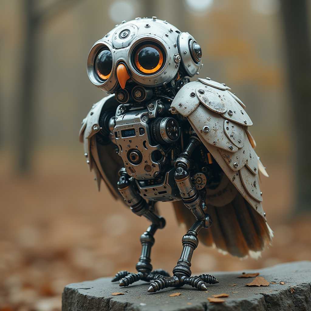 a photo of a BUG, A machine that combines machinery and biology as a owl