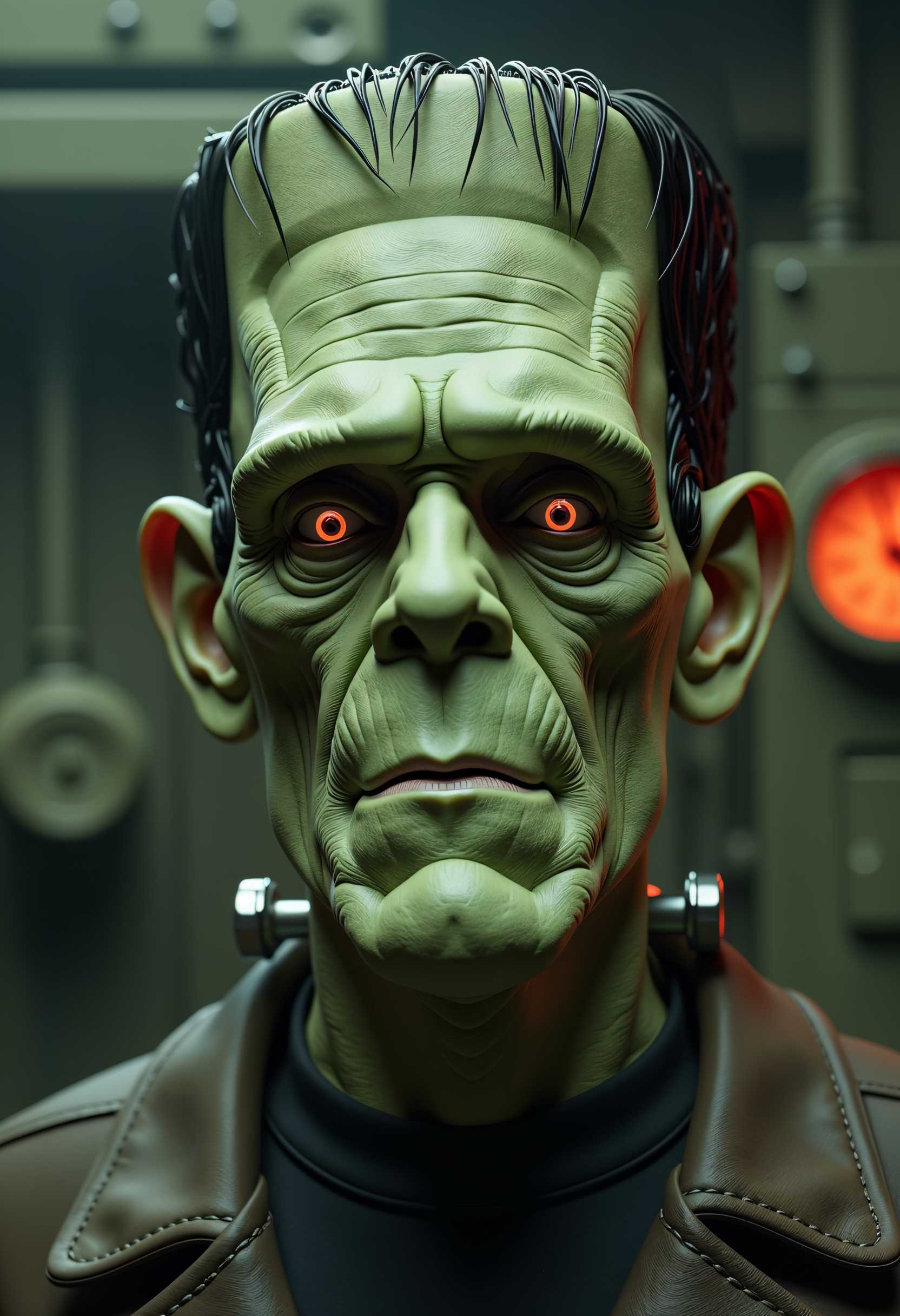 AI-generated image: This image is a closeup, detailed depiction of a stylized, threedimensional character that appears t