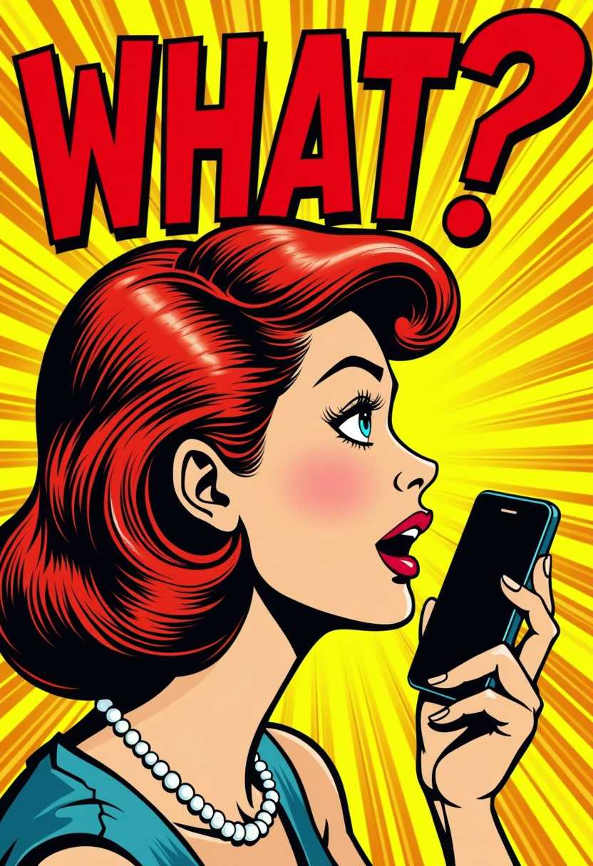 What A Pop Art Illustration of a Surprised Woman with a Smartphone
