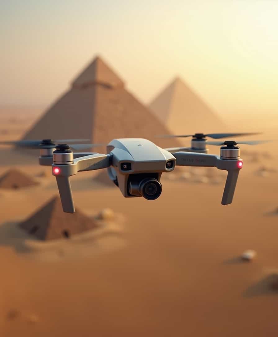 djimini4pro drone, flying over pyramids in egypt