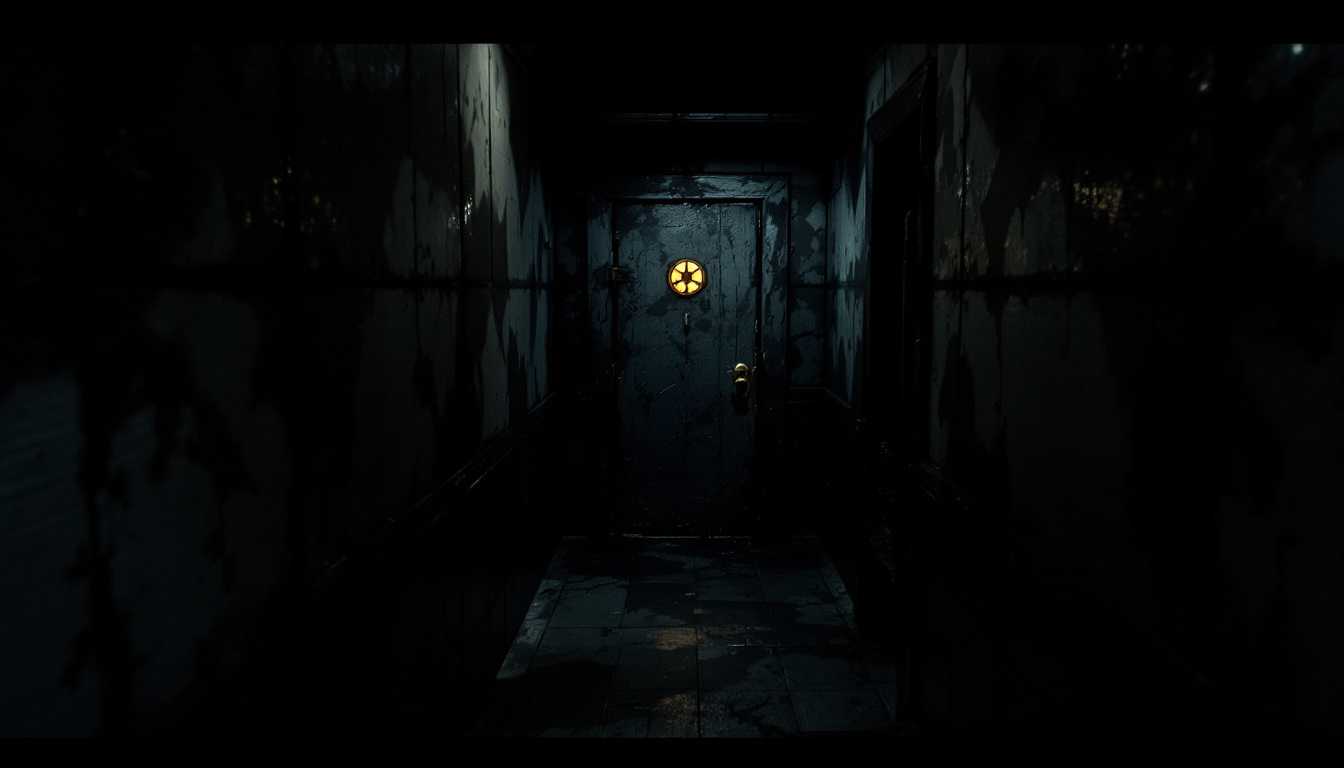 POV: Gazing through the narrow, creaking hallway, I fixate on the locked door of the only garret room at the end of the hallway dimly illuminated by a flickering light, 

