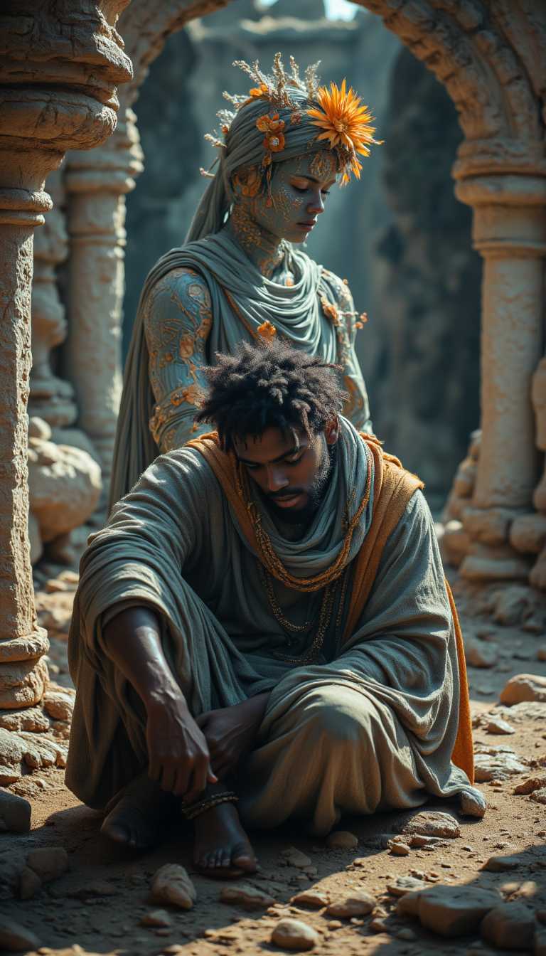 Midjourney_Whisper, aidmaMJ6.1, aidmaimageupgrader, photorealistic,
In another moment of tranquility, black King David spoke of love and loss. He described the beauty of a love that had graced his life, only to be taken by the sands of time. “Love, my people,” he whispered, “is eternal. Even in its absence, it leaves a mark that shapes us, teaches us, and helps us grow.” His heartfelt words encouraged others to cherish their relationships and find solace in memories.