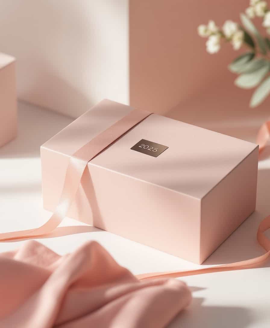 Pink Gift Box with Ribbon and Flower Background