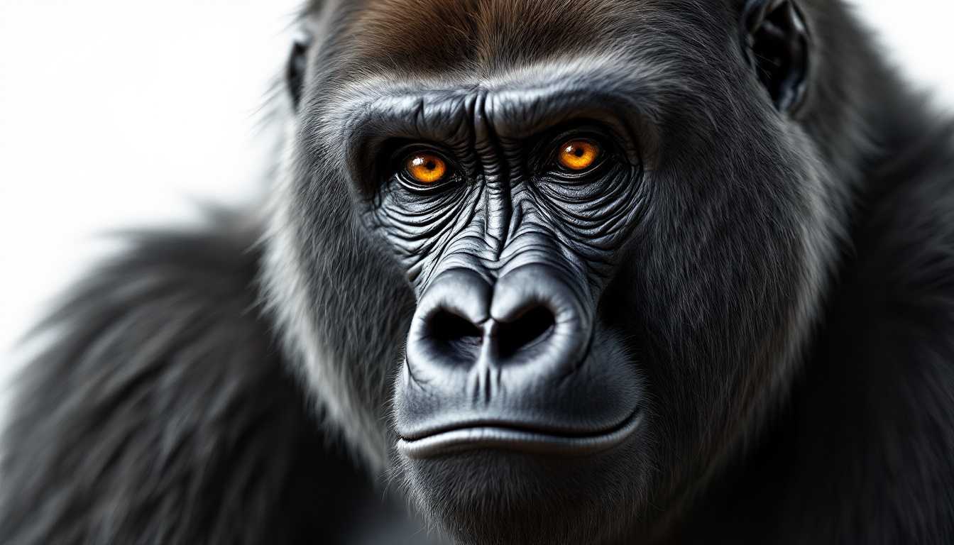 Intense Gaze of the Orange-Eyed Gorilla