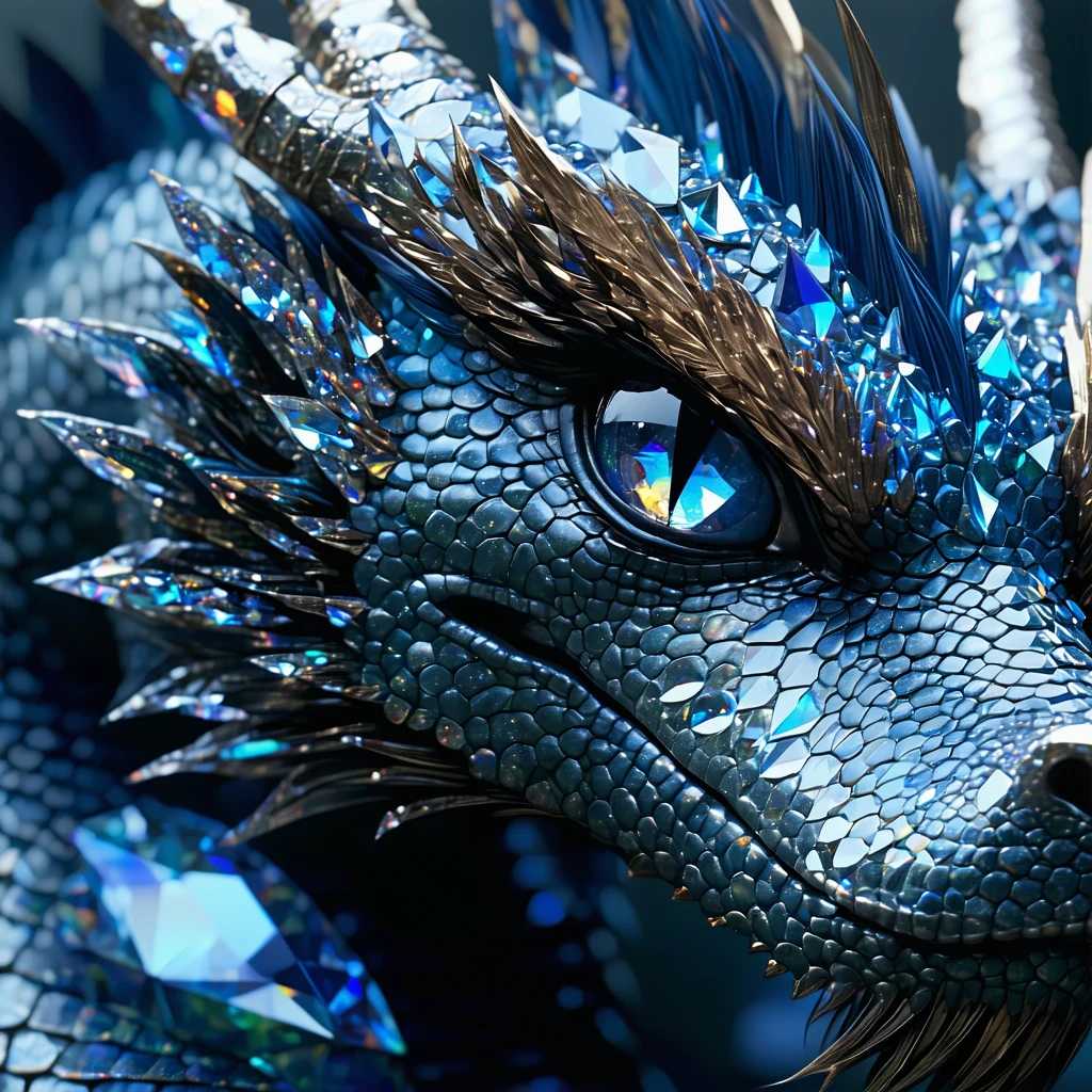 Stunning Blue Dragon with Crystal Spikes and Majestic Eyes