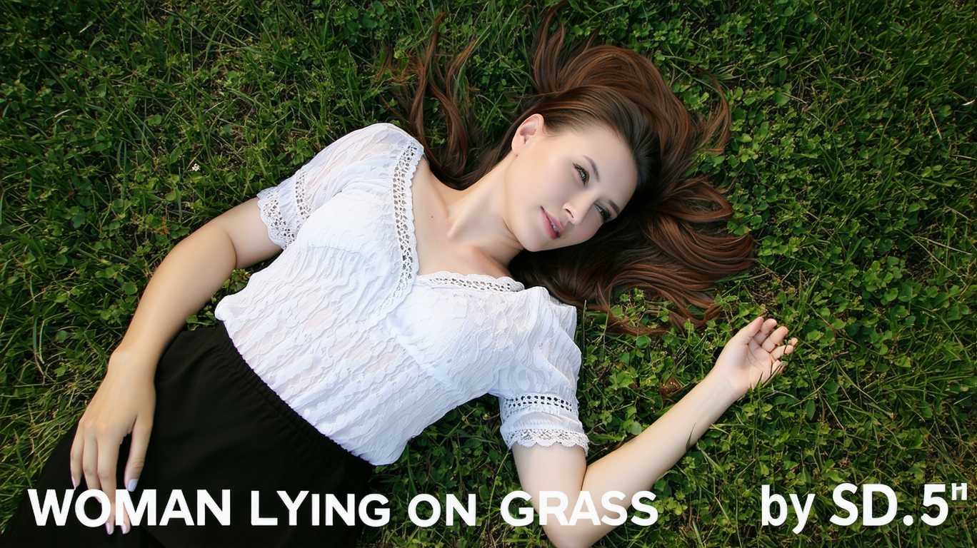 woman lying on grass with the words, "WOMAN LYING ON GRASS by SD3.5" at the bottom