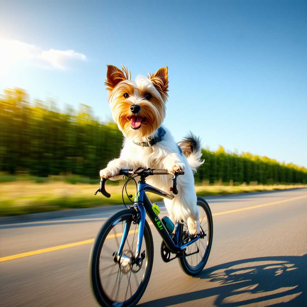 a dog riding a bicycle