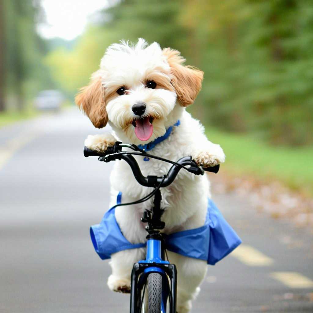 dog riding a bike