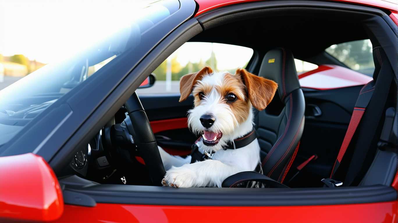 a dog driving a ferrari