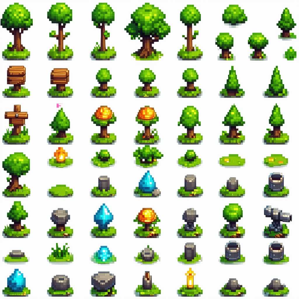 spritesheet of resource icons for rpg game, game assets, unity assets
