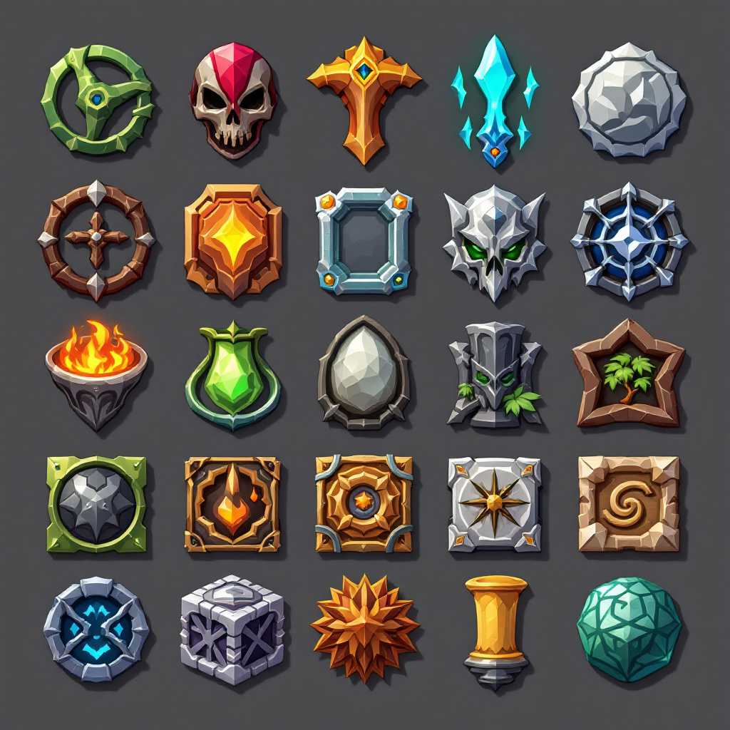 spritesheet of resource icons for rpg game, game assets, unity assets
