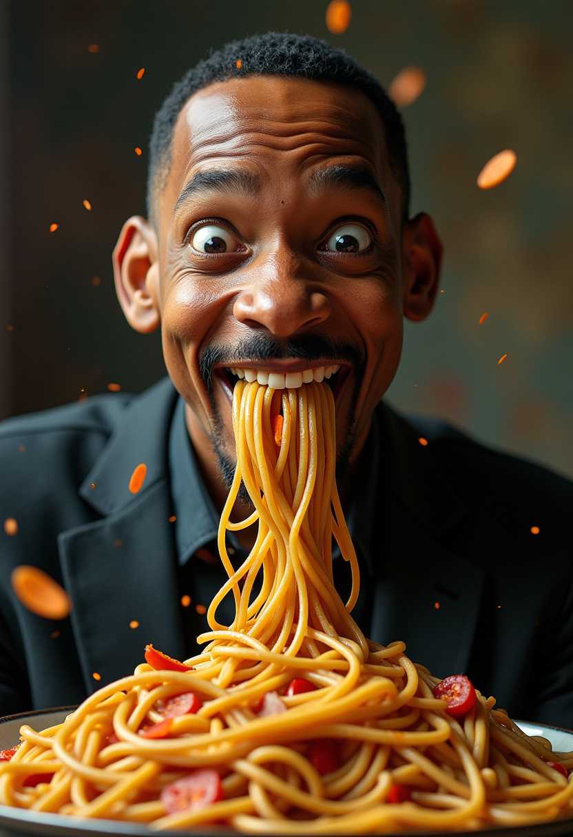terrifying jumbled nonsense from the uncanny valley, will smith eating spaghetti