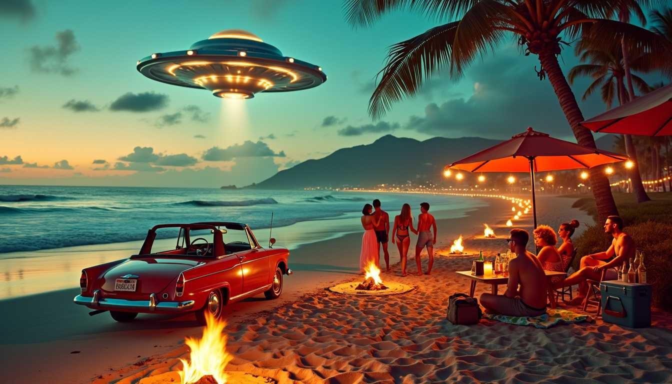 Beachside Encounter: UFO Over the Bonfire