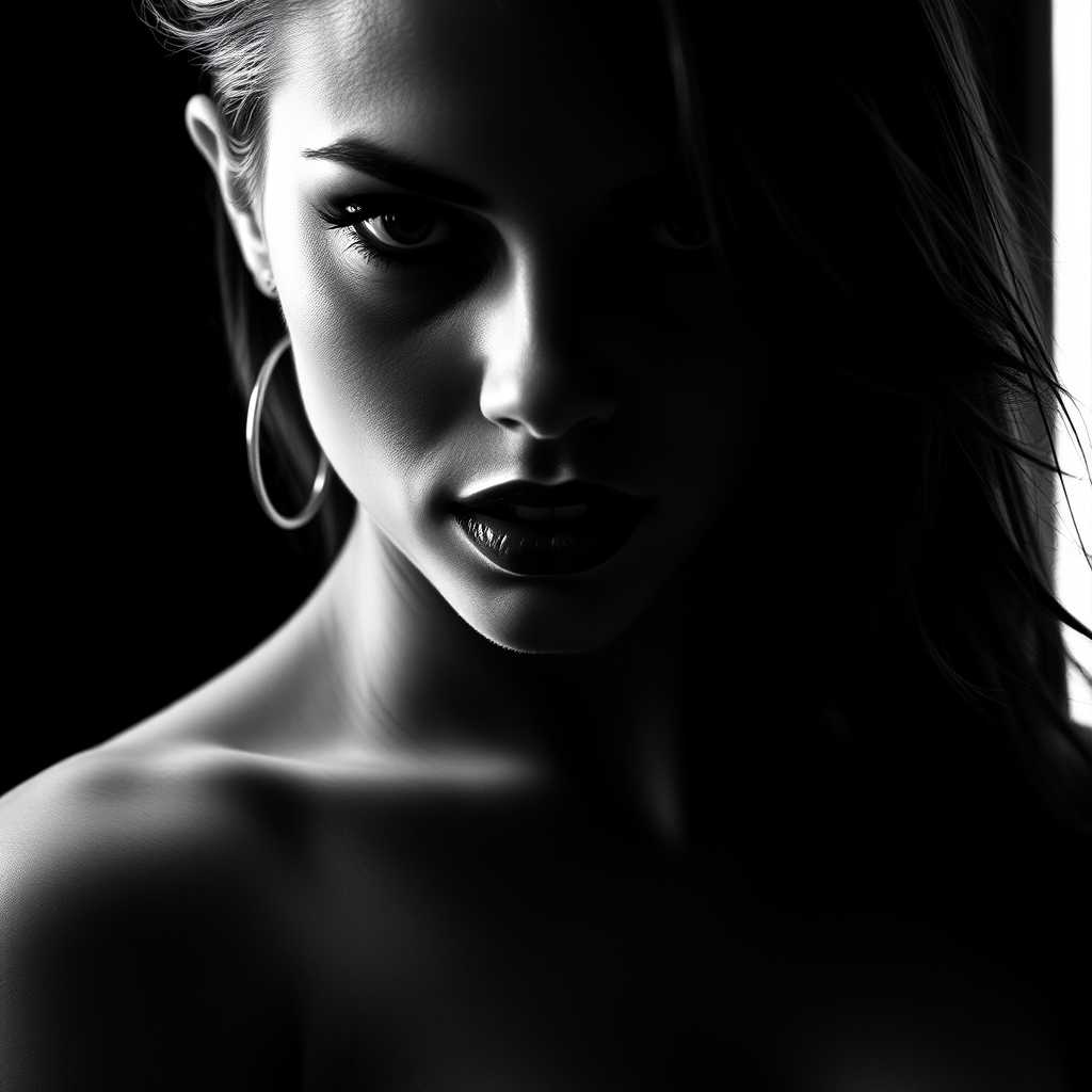Sexy Woman. Chiaroscuro effect.