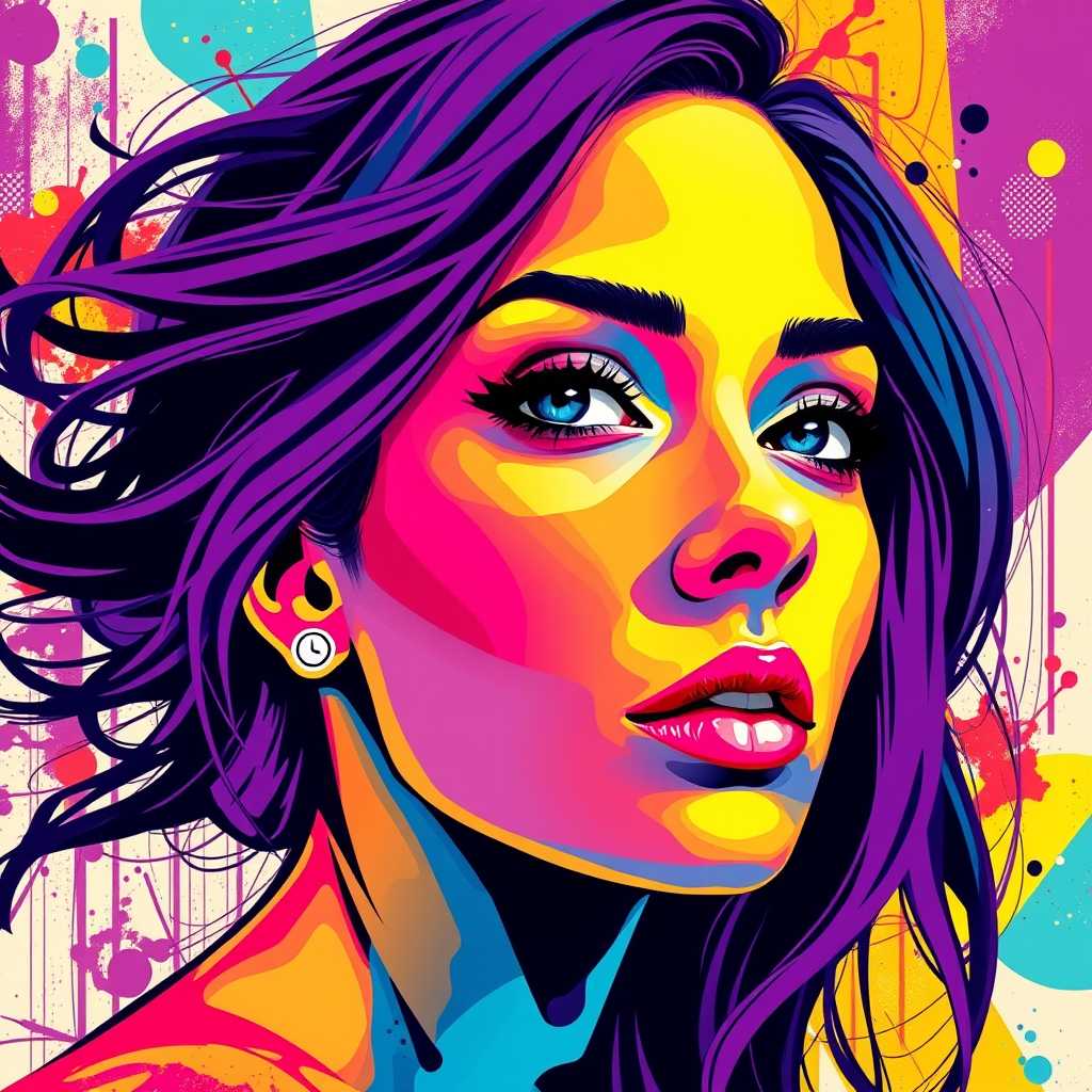 Pop Art Portrait: Vibrant Urban Muse